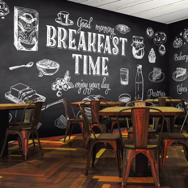 Trang trí tường nhà hàng bằng tranh tự vẽ Typography